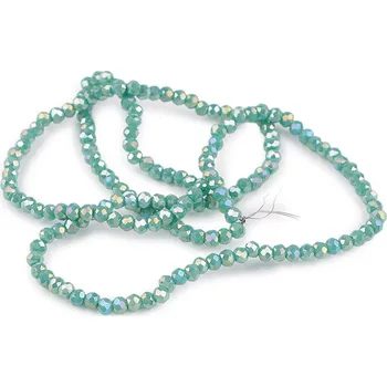 Korálek Skleněné korálky broušené ohňovky 3 mm na drátku, velké, 6 zelená šalvěj tmavá AB