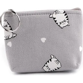 Peněženka Malá peněženka / klíčenka kočka, textilní 11x8 cm, velké, 6 šedá světlá