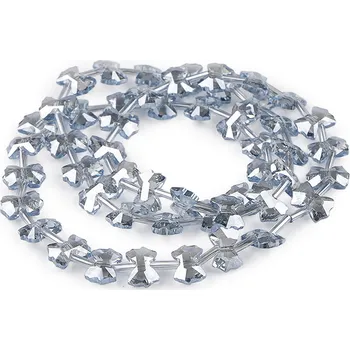 Korálek Skleněné korálky broušené mašličky a hladké tyčky na drátku, velké, 4 modrošedá sv.