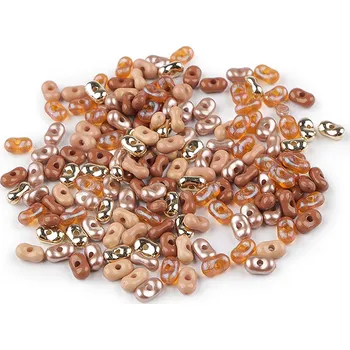 Dětské navlékací korálky Plastové korálky peanut mix 4x6 mm, střední, 6 béžová zlatá