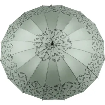 Deštník Dámský vystřelovací deštník větvičky a květy, střední, 3 šedozelená sv.
