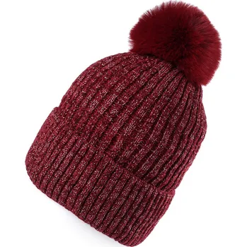 Čepice Dámská / dívčí zimní čepice žinylková s lurexem Emi Ross, velké, 2 bordó sv.