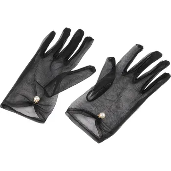 Rukavice Společenské rukavice tylové s perlou, velké, 2 černá