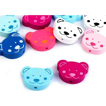 Dětské navlékací korálky Dřevěné korálky medvídek, srdce, motýl, střední, 1 mix barev medvěd