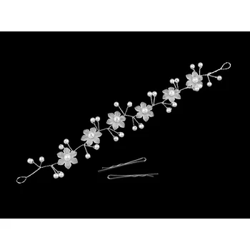 Náramek Perlová ozdoba / čelenka do vlasů, střední, 1 bílá květ