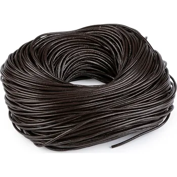 Kožená šňůrka kulatá Ø3 mm metráž, střední, 2 hnědá tmavá lesk