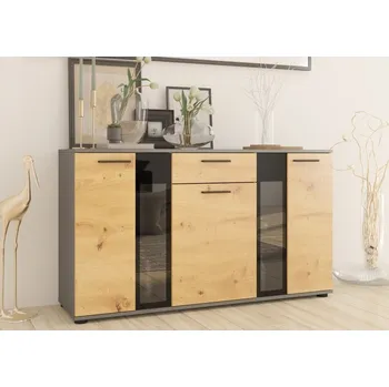 Komoda Komoda do obýváku s osvětlením SANA - dub artisan / matera