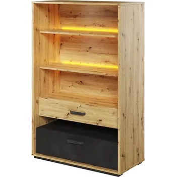 regál Policový regál APTOS - silk flow / raw steel / dub artisan