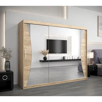 Šatní skříň Skříň s posuvnými dveřmi AJA - šířka 250 cm, dub sonoma