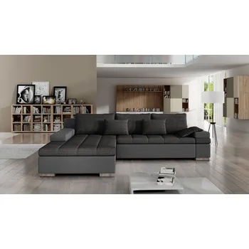Sedací souprava Rohová sedací souprava ZELMA - šedá ekokůže / černá, levý roh