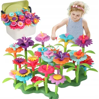 ostatní stavebnice STAVEBNICE KVĚTINY VELKÉ XL STAVEBNICE KVĚTINY ZAHRADA 134 DÍLKŮ + KUFŘÍK