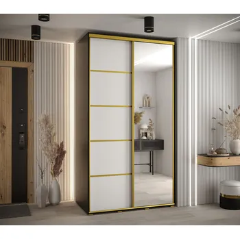 Šatní skříň Šatní skříň ASIRI 5 - 130/45 cm, černá / bílá / zlatá