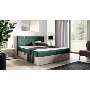 Postel Kontinentální postel 160x200 CHANTELLE 9 - nordic teak / zelená + topper ZDARMA