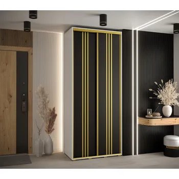 Šatní skříň Šatní skříň ASIRI 6 - 120/60 cm, bílá / černá / zlatá