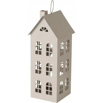 Svícen Kovová lucerna domeček, lampion MONZA béžová