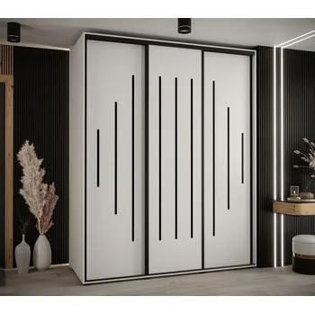 Šatní skříň Šatní skříň YVONA 12 - 190/60 cm, bílá / černá