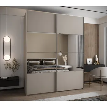 Šatní skříň Dvoudveřová skříň SAMARA 4 - 190 cm, kašmír / stříbrná