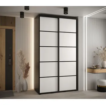 Šatní skříň Šatní skříň YVONA 4 - 130/45 cm, černá / bílá / černá