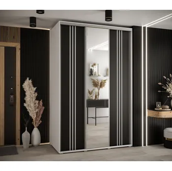 Šatní skříň Šatní skříň YVONA 7 - 160/60 cm, bílá / černá / stříbrná