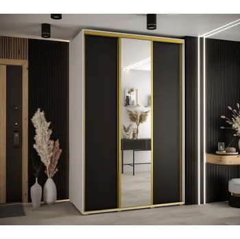 Šatní skříň Šatní skříň YVONA 3 - 160/60 cm, bílá / černá / zlatá