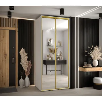 Šatní skříň Šatní skříň ASIRI 2 - 100/60 cm, bílá / zlatá