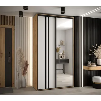 Šatní skříň Šatní skříň YVONA 7 - 130/45 cm, dub artisan / bílá / černá