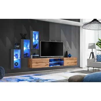 Obývací stěna Stěna do obývacího pokoje RIONATA 22 - grafit / dub wotan