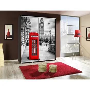 Šatní skříň Vysoká šatní skříň 155 cm s potiskem DANUBE 14 - kaštan wenge