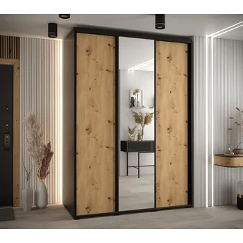 Šatní skříň Šatní skříň YVONA 3 - 170/60 cm, černá / dub artisan / černá