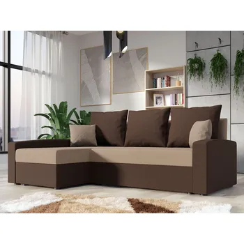 Sedací souprava Rohová sedačka na každodenní spaní STORM - hnědá / béžová