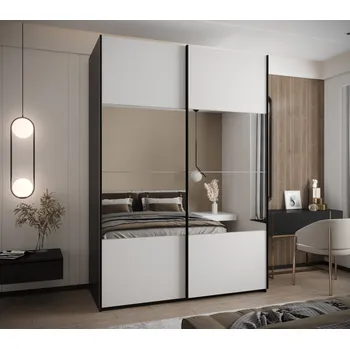 Šatní skříň Dvoudveřová skříň SAMARA 4 - 170 cm, černá / bílá / černá