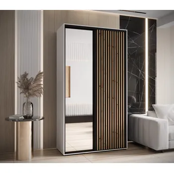 Šatní skříň Šatní skříň BAYLIN 2 - 140/60 cm, bílá / černá / dub artisan