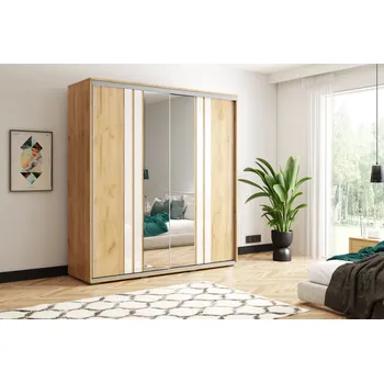 Šatní skříň Šatní skříň 150/245 PAISLEY se zrcadly - dub craft zlatý