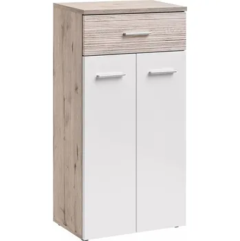 Policová skříň Kombinovaná skříňka TELA - dub wellington / bílá