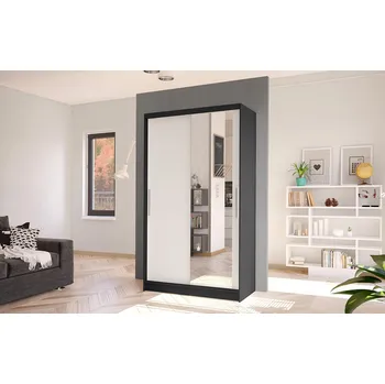Šatní skříň Moderní šatní skříň BRUNO 6 - šířka 100 cm, černá / bílá