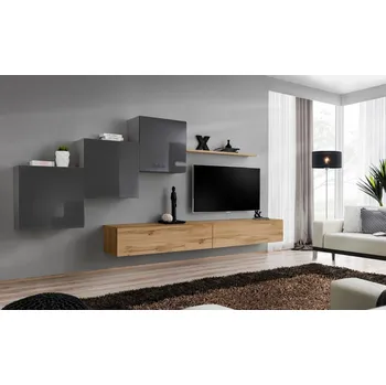 Obývací stěna Stěna do obývacího pokoje RIONATA 10 - grafit / dub wotan