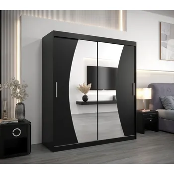 Šatní skříň Skříň s posuvnými dveřmi IZABELA - 180 cm, černá