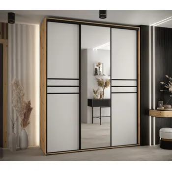 Šatní skříň Šatní skříň YVONA 11 - 190/60 cm, dub artisan / bílá / černá