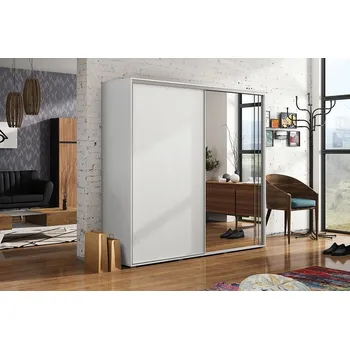 Šatní skříň Prostorná šatní skříň se zrcadlem HUGO, šířka 150 cm, výška 245 cm