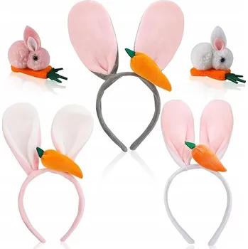 Čelenka Čelenky do Vlasů Uši Zajíčka Sada 3 Kusy s Králíčkem Velikonočním