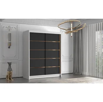 Šatní skříň Šatní skříň MILINA - 150 cm, bílá / černá