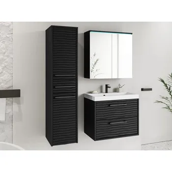 Koupelnový nábytek Sestava do koupelny s modrým LED osvětlením CRESSON 1 - černý grafit + sifon a baterie Maro ZDARMA