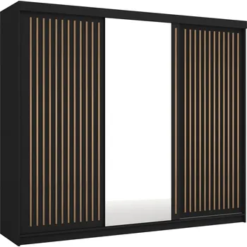Šatní skříň Šatní skříň se zrcadlem 250/62 KAREN - černá / dub wotan