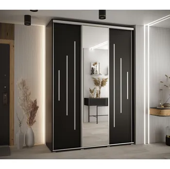 Šatní skříň Šatní skříň YVONA 13 - 180/45 cm, černá / stříbrná