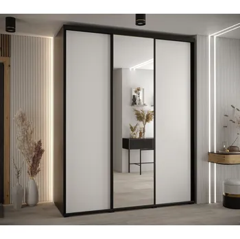 Šatní skříň Šatní skříň ASIRI 3 - 200/60 cm, černá / bílá / černá