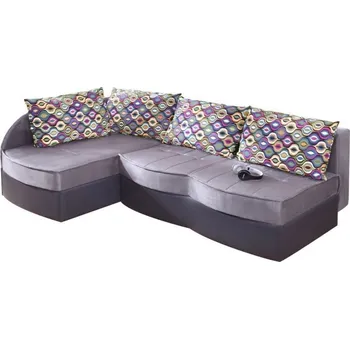 Sedací souprava Vzorovaná sedačka s úložným prostorem WABASH - šedá, levý roh