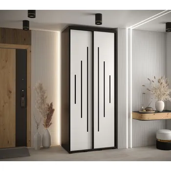 Šatní skříň Šatní skříň ASIRI 12 - 110/60 cm, černá / bílá / černá