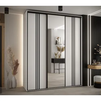 Šatní skříň Šatní skříň YVONA 7 - 190/45 cm, bílá / černá