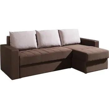 Sedací souprava Rohová sedačka s úložným prostorem DELAWARE - hnědá / béžová