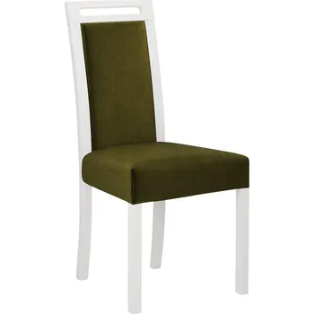Jídelní židle Čalouněná židle do jídelny ENELI 5 - bílá / tmavá olivová